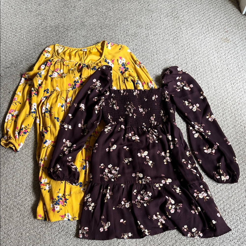 Lot of floral long sleeve mini dresses A&F S and Old Navy XS